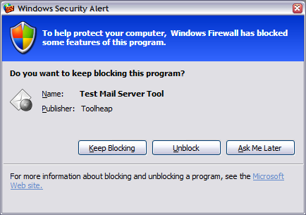 Windows security alert